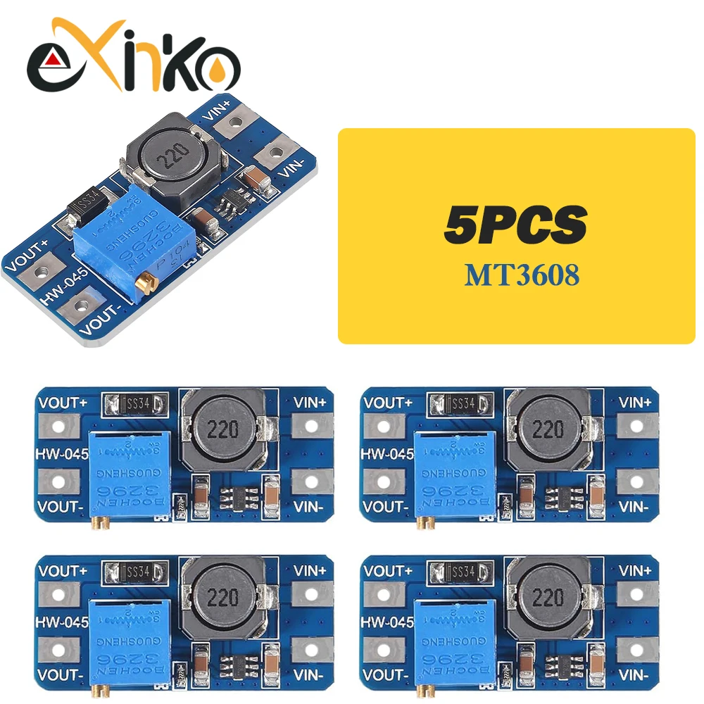 5/10 Stück MT3608 Einstellbares Step-Up-Modul Spannungsregler Micro-USB Typ-C 2V-24V auf 5V-28V 2A Step-Up DC-DC-Aufwärtswandler