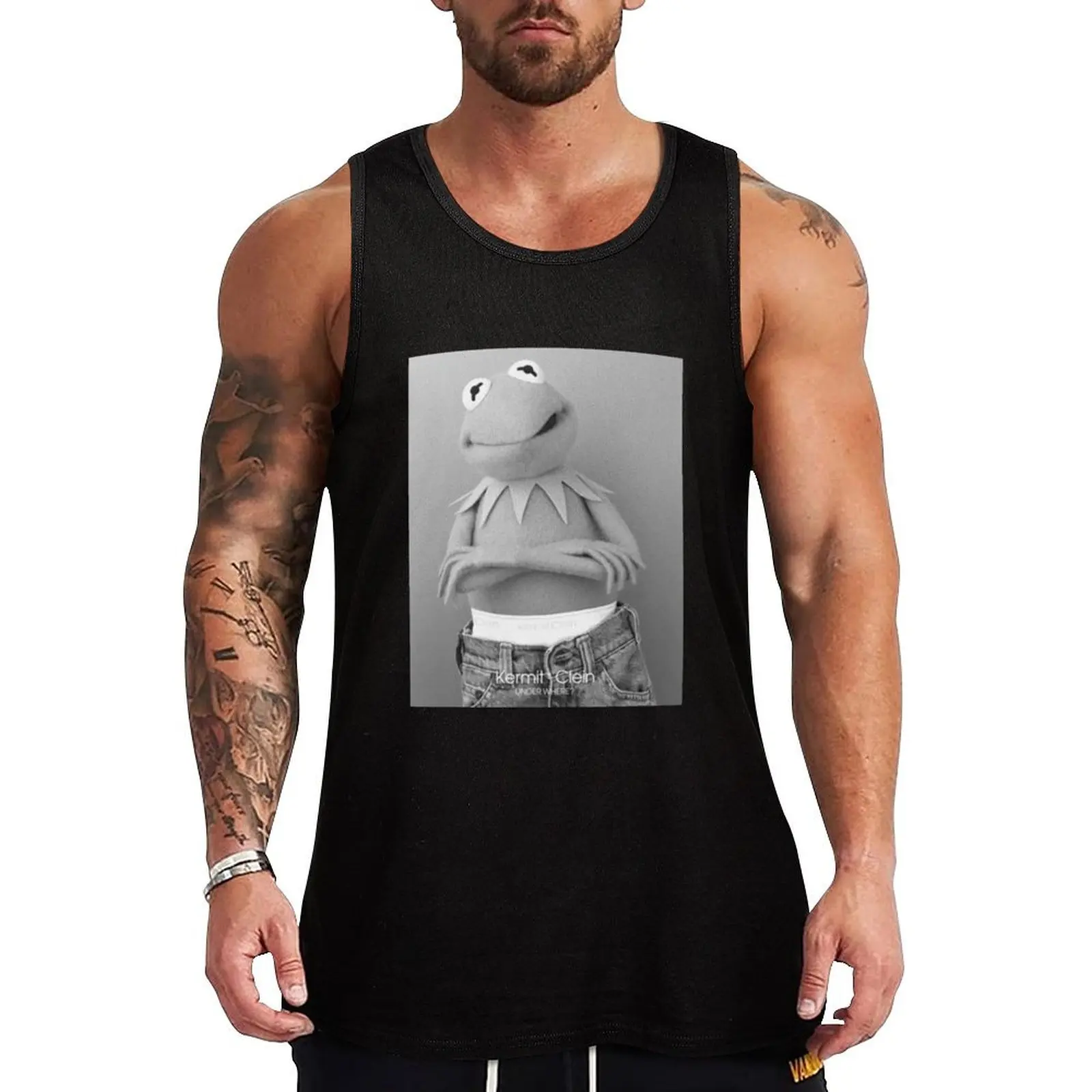 

Vintage 90s Kermit Clein Under Where Tank Top gym Men's t-shirts Men's summer clothes Vest male bodybuilding for men