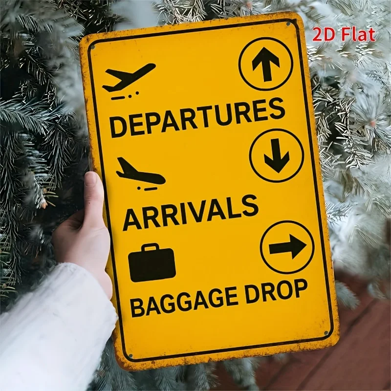 2D Flat Aluminum Vintage Airport Metal Sign 20.32x30.48cm Retro Wall Art Decor Bar Cafe Beach Villa Farmhouse Backyard