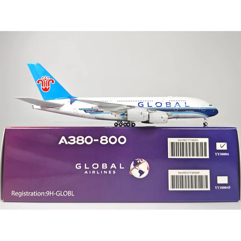 YY Wings Diecast 1/400 مقياس الخطوط الجوية العالمية الخطوط الجوية الجنوبية A380-800 9H-GLOBL سبيكة نموذج طائرة تحصيل حلية
