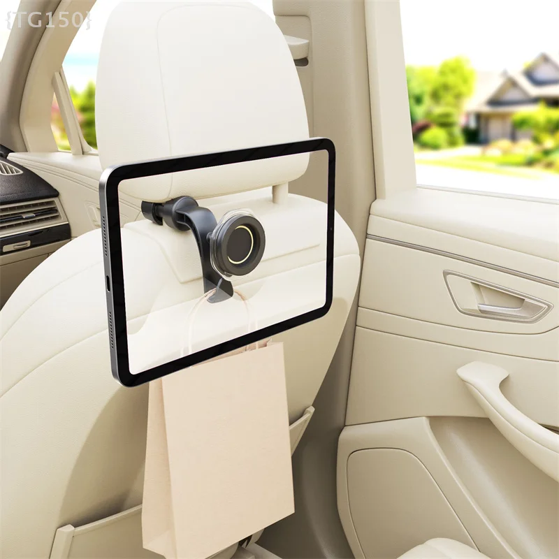 1 قطعة حامل هاتف مسند الرأس التلقائي المغناطيسي، حامل هاتف المقعد الخلفي قابل للتعديل مع تركيب سريع