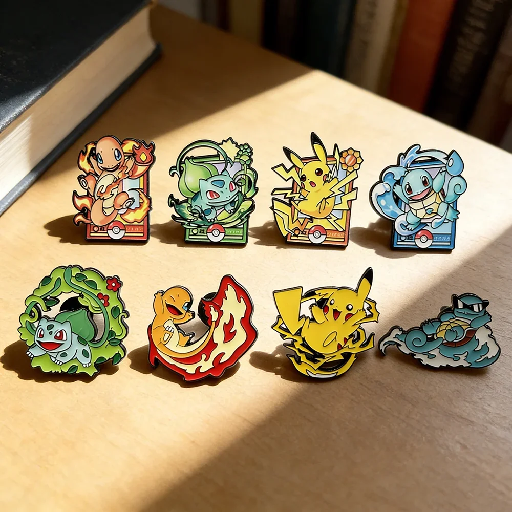 8-teiliges Set mit niedlichen Anime-Anstecknadeln, Emaille-Broschen, Metallabzeichen, Schmuck für Kleidung und Rucksack – Squirtle, ein Geschenk für Jungen und Mädchen. – Detail 3