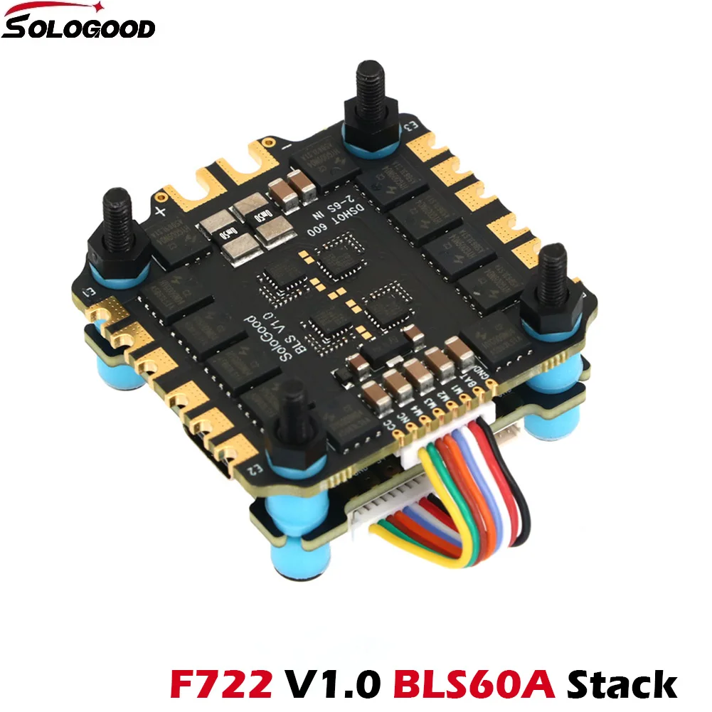 

SoloGood F722 Stack ICM42688P F722 Flight Controller BLHELI_S 60A 4in1 ESC 30.5X30.5mm 2-6S for FPV Freestyle Drones Parts