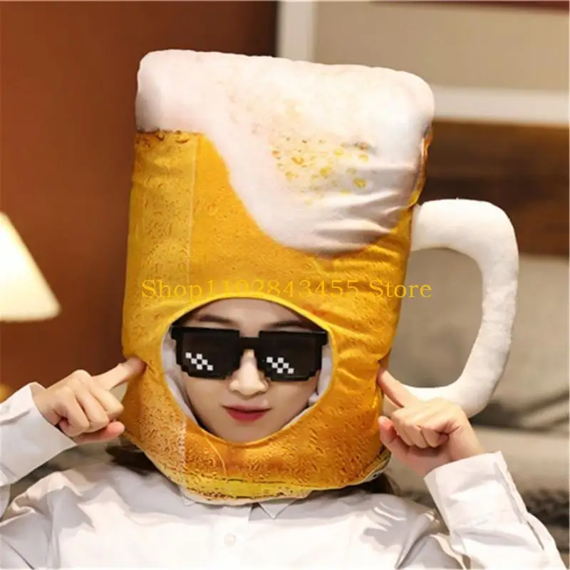 49MC Beer Mug Headcover Hat for Family Gathering Lovely Beer Mug Hat Breathable Festival Celebrate Hat Theme Party Headgear