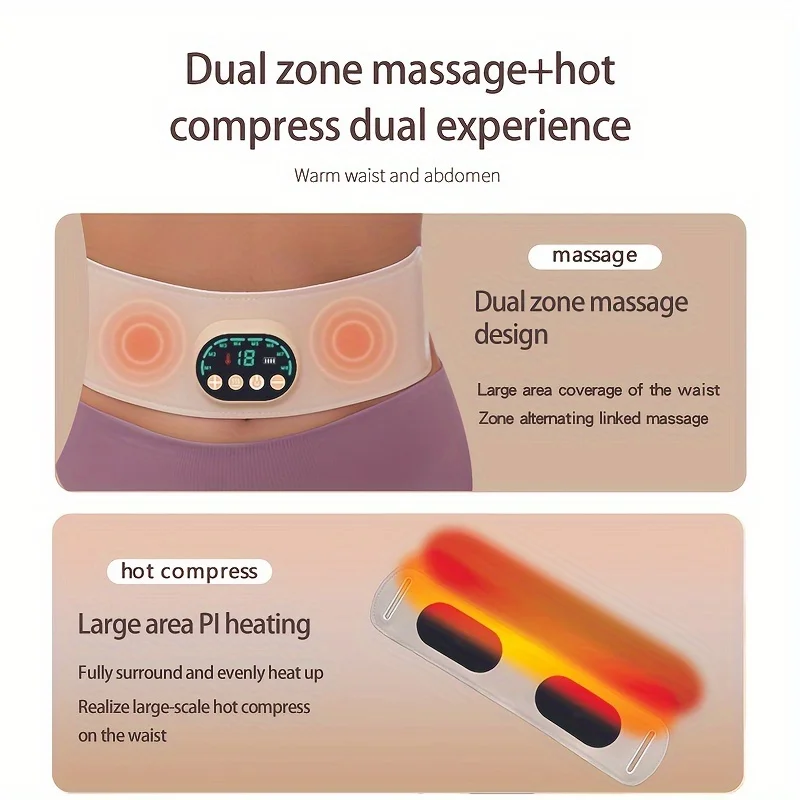 Регулируемый ультратонкий портативный массажный пояс, массажный инструмент для массажа талии с большой зоной нагрева