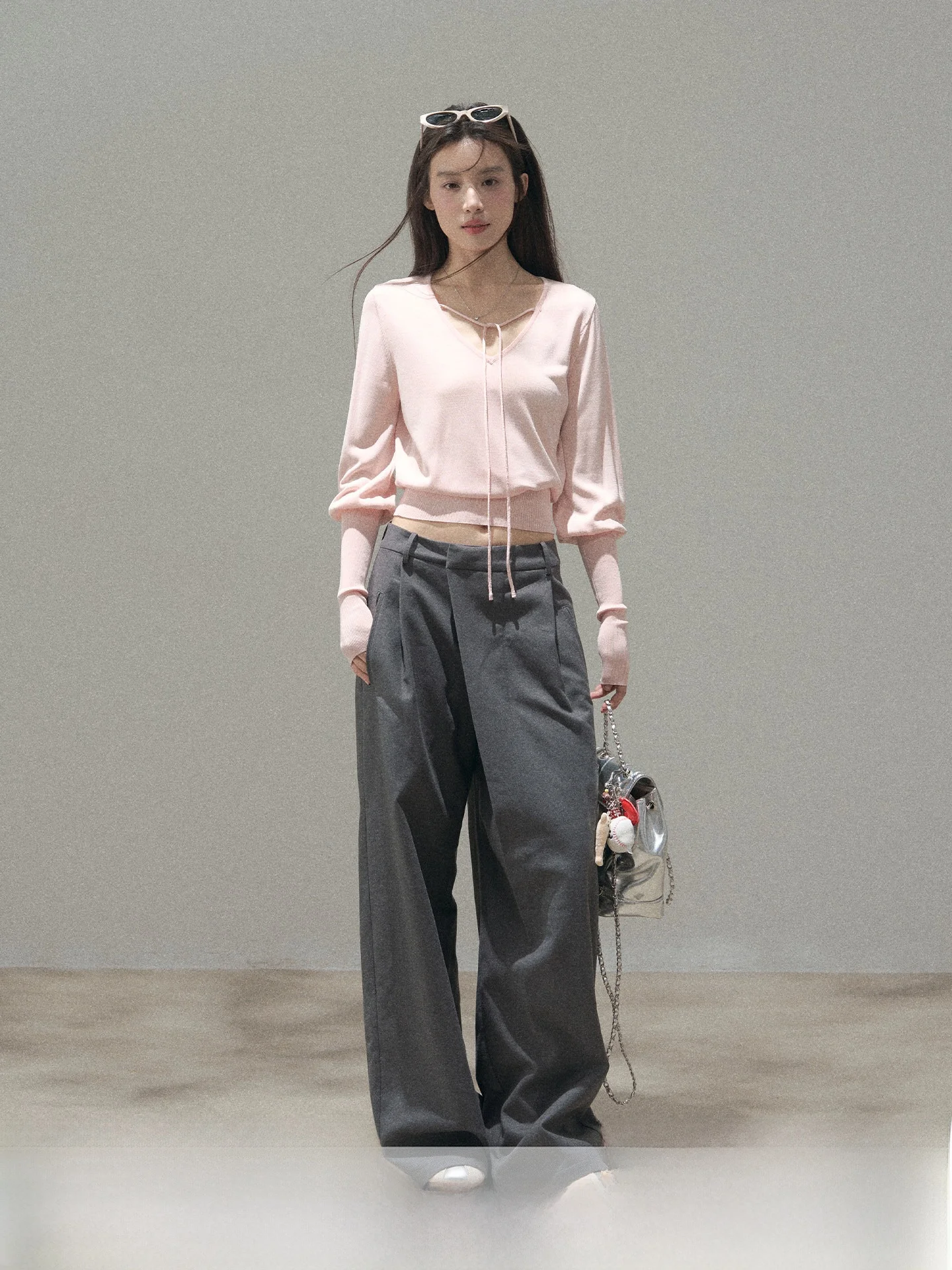 

Брюки ANNA CUTE: широкие, повседневные, струящиеся, для офиса, с высокой талией, прямого кроя, длинные, прямые, в стиле трубы