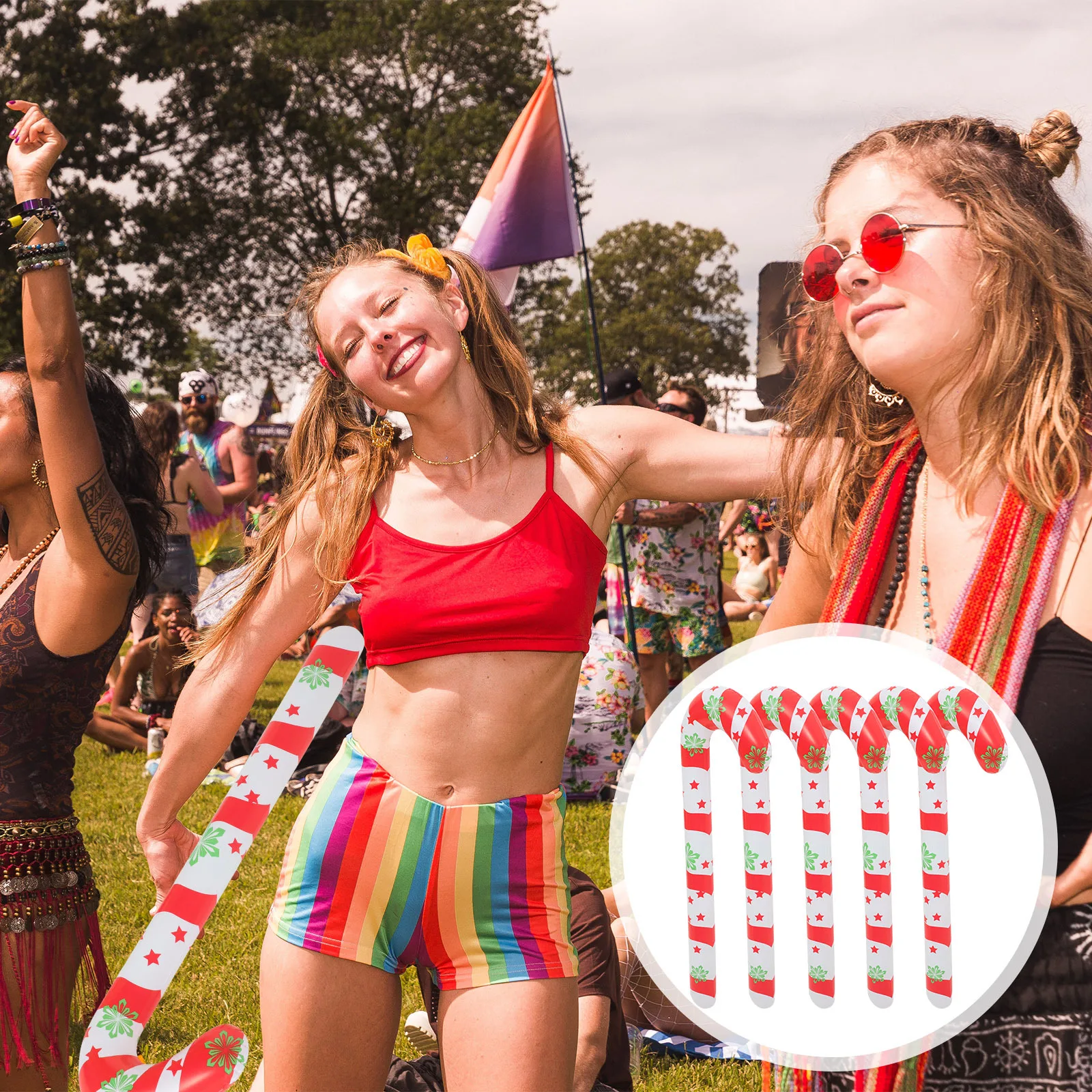 

5Pcs Inflatable Candy Cane Balloons Xmas Party Decorations Christmas Home Festival Festive PVC Candy Canes Christmas Decorations