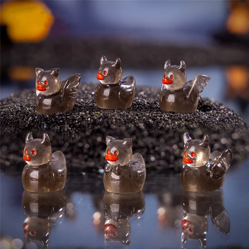 

A93Z аксессуары для сказочного сада, 50 шт., светящиеся мини-утки, домашний декор, миниатюрная сатаанская утка, украшения на Хэллоуин, декор для стола