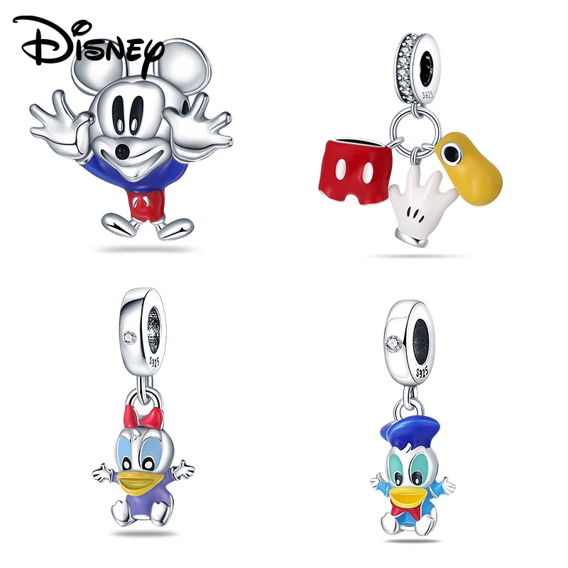 

Disney 925 Silver Mickey and Donald Duck Bead Pendant Suitable for Women Original Jewelry DIY Accessories Gifts