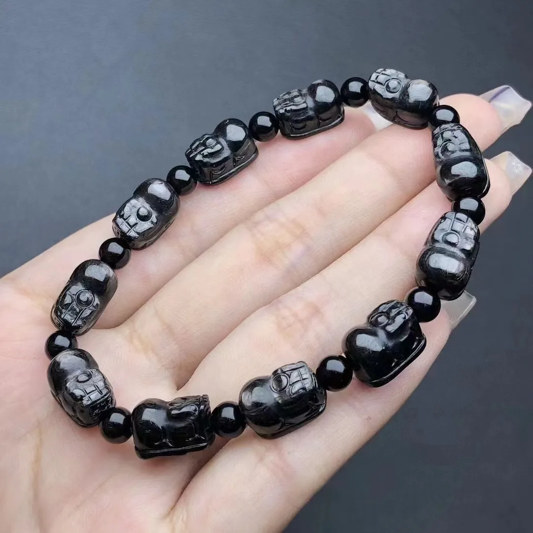 Unit One Bracelet 8mm High Quality Natural Hypersthene Crystal Healing PiXiu Carving Bead Bracelet