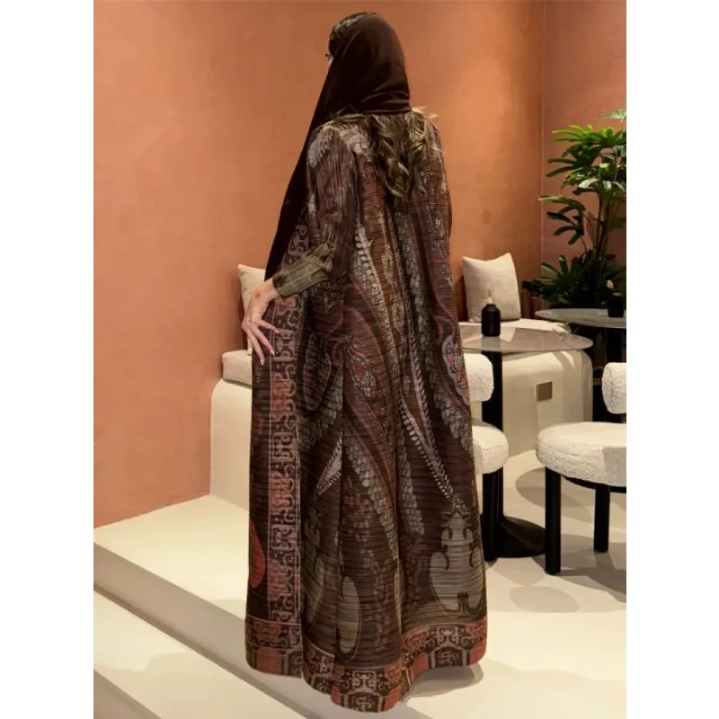KAF Women Large Size Trench Lapel Long-sleeved Cardigan Retro Printing Original Design Female Luxury Robe Spring Fall Models