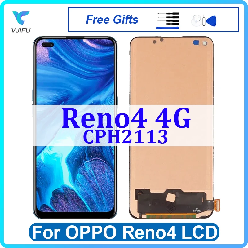 

Экран 6,4 дюйма для Oppo Reno4 4G CPH2113, ЖК-дисплей, экран с дигитайзером в сборе, замена, ремонт телефона 100% протестирован