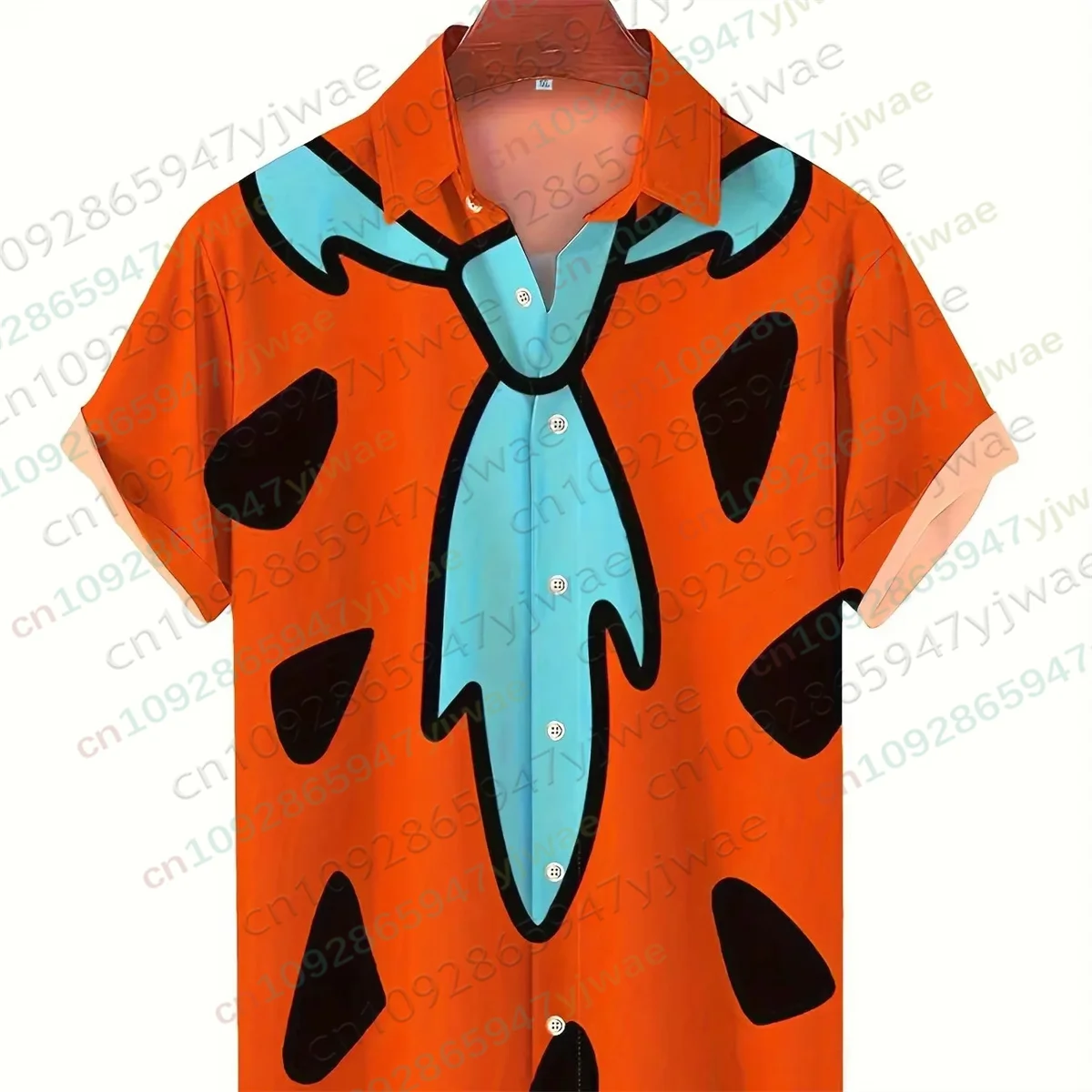 The Flintstones Tie Geometric Graphic Shirt Fashion Hawaiian Shirts Button Top Summer Streetwear Fashion Women Clothes T-shirt