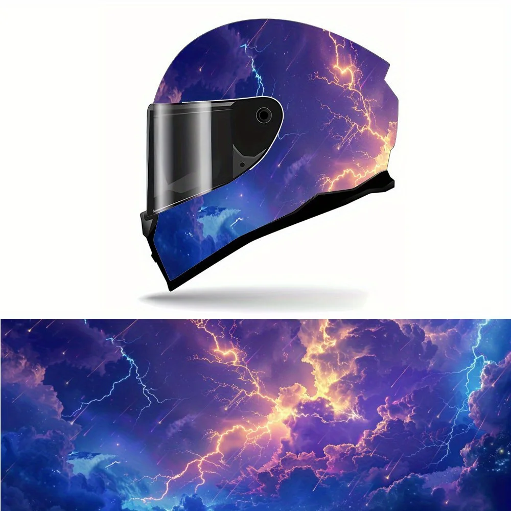 

Dramatic Sky with Lightning Helmet Vinyl Wrap, Waterproof Removable Decals for Motorcycle Bike Helmets, Anti-Scratch Universal F