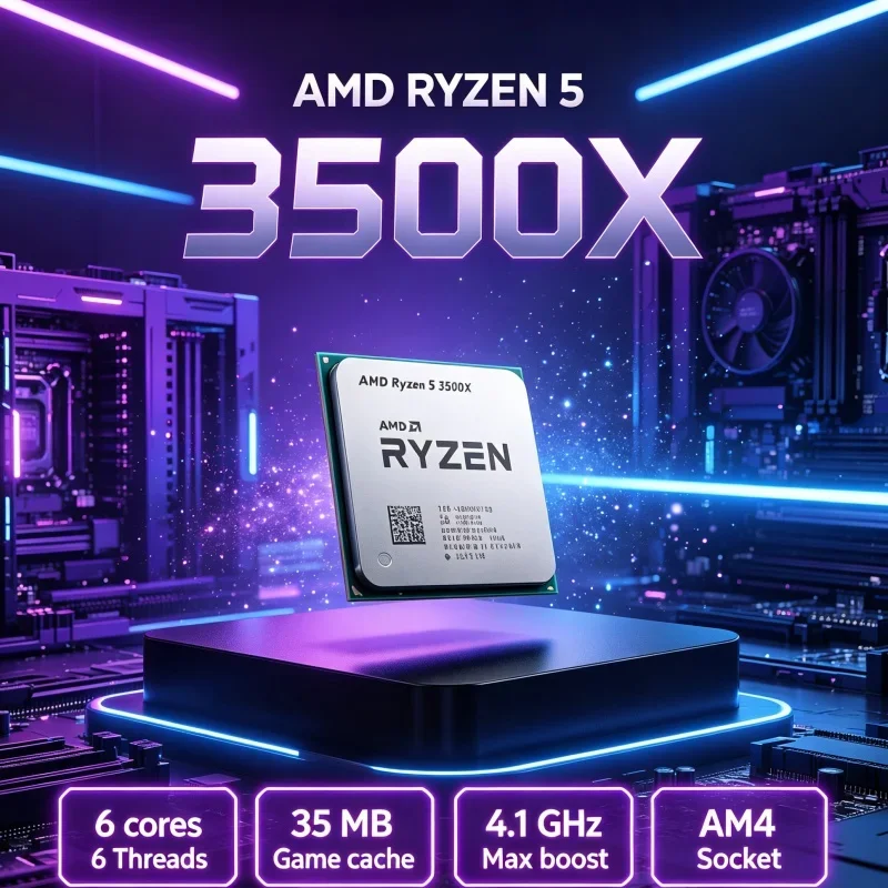 AMD R5 3500X 6-Core 6-Thread 4.1GHz AM4 CPU for Home Office Gaming Entertainment Desktop DDR4 PCIe 4.0
