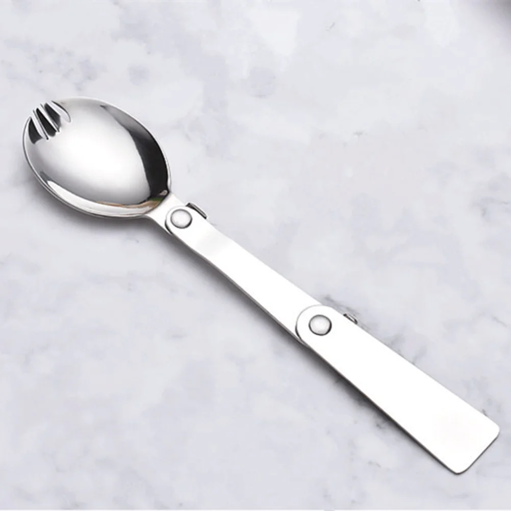 

Stainless Steel Travel Cutlery Compact Outdoor Tableware For Camping Hiking Picnic Ice Cream Soup Noodles Foldable Spoon