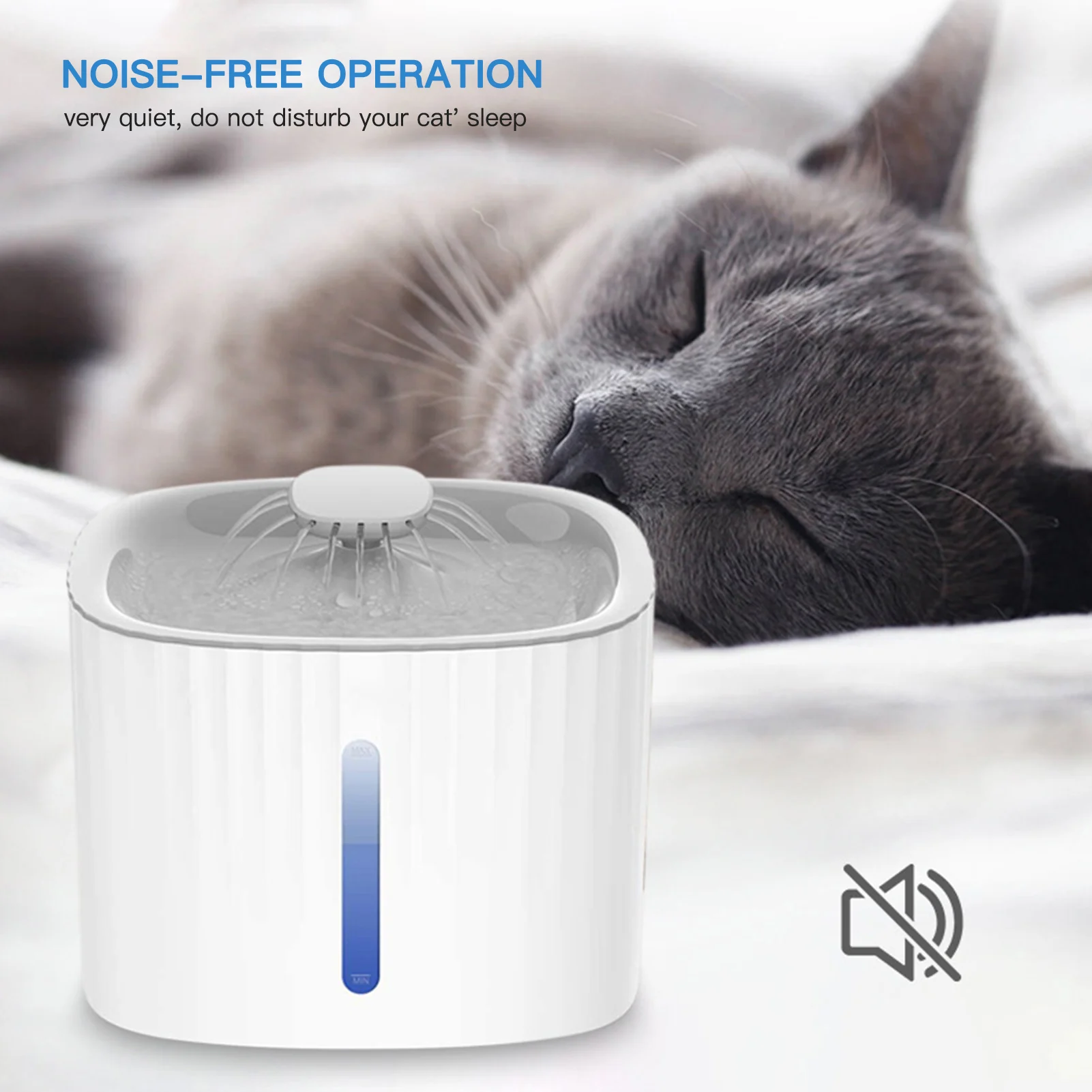 Automatic Water Dispenser for Pets 3L LED Water Level Display Noise-free Water Dispenser for Cats Dogs and Other Pets