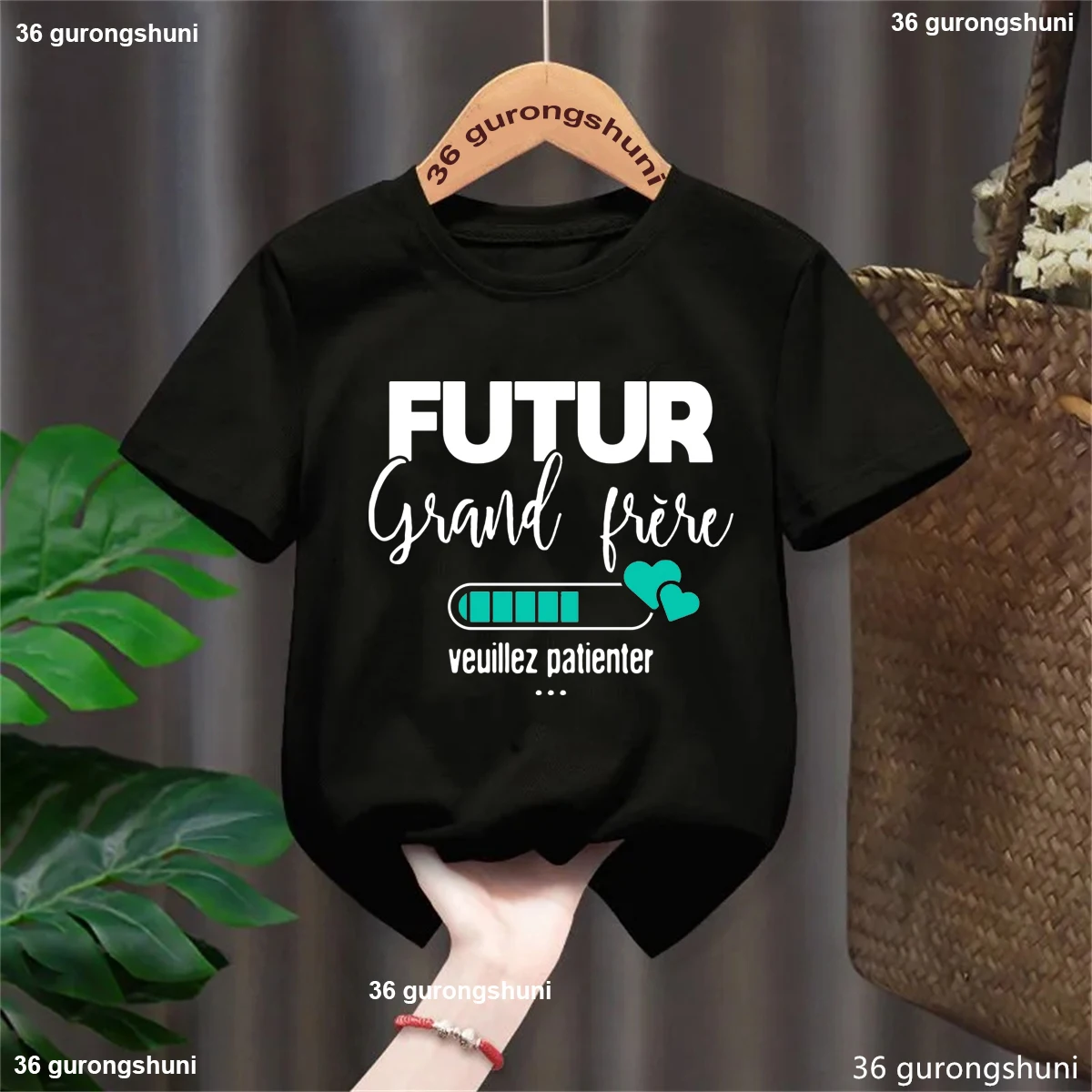 French Futur Big Brother Loading Please Wait Printed T Shirt Boys Pregnancy Announcement Shirt Funny Kids Clothes Summer Tops