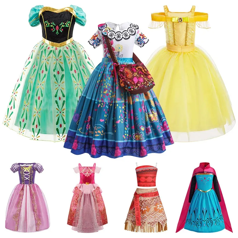 

Детский летний костюм Снежной королевы для маленьких девочек, детское платье с вышивкой Эльзы, карнавальное платье с цветочным принтом для косплея