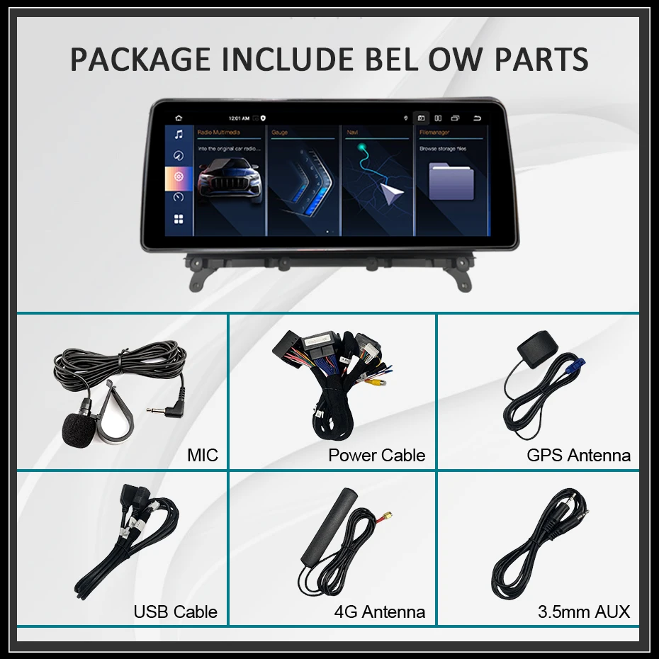 12,5" Kabelloses Carplay Android 14 Auto-Radiobildschirm für BMW X3 F25 X4 F26 2011-2016 Stereo Bluetooth Multimedia-Player GPS – Detail 2