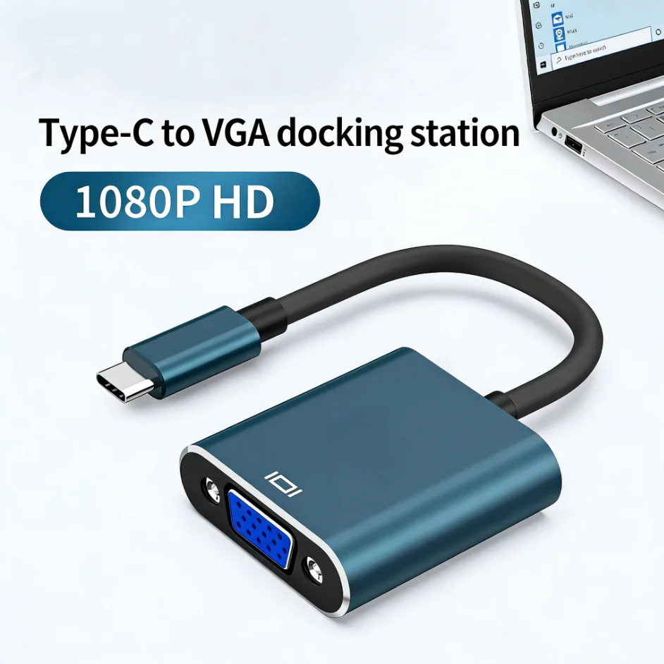 Type-C VGA 1080P/4K HD Adapter Compatible Computer DVD Player Home Theater Systems Graphics Cards Curved Monitors 100