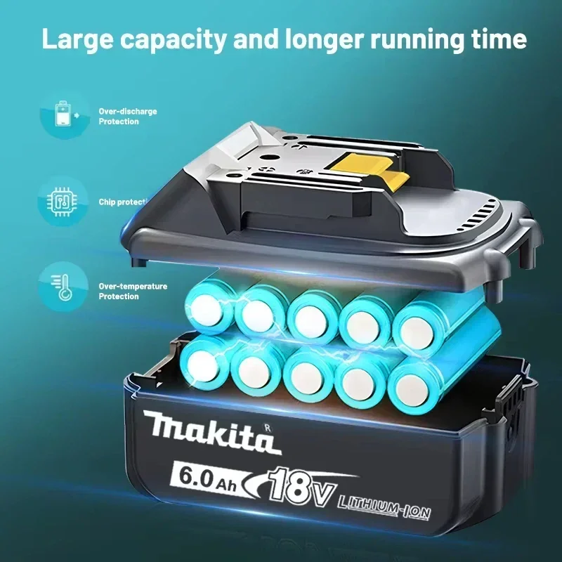 Оригинальный аккумулятор для Makita 18 В 6,0 Ач BL1850B, литий-ионный аккумулятор для Makita 18 В BL1860B BL1840B BL1830B BL1860 BL1815