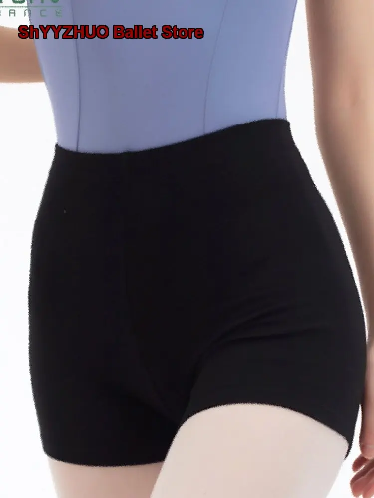 Women's Adult Cropped Pants Boxer Briefs Tight Practice Pants Black Dance Shorts