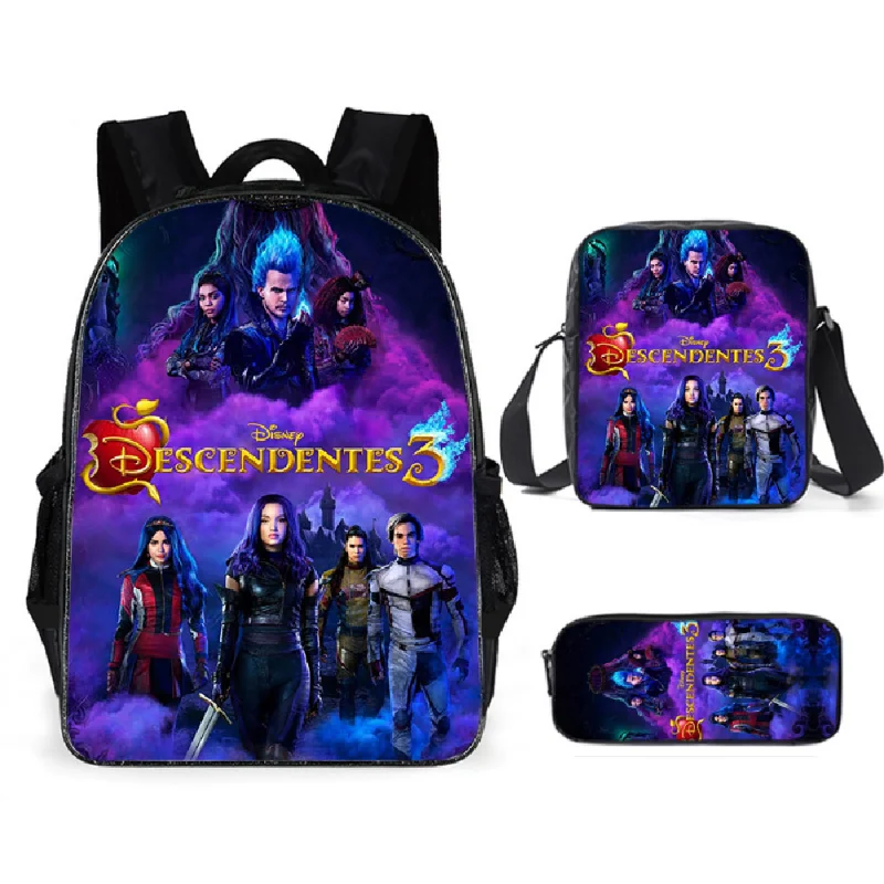 Disney Descendants Backpacks Shoulder Bag Pencil Bag 3 Piece Set Teenagers Boys Girls Student Travel Knapsack Messenger Bag Gift