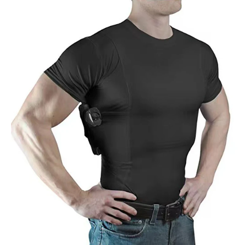 Tactical Clothes Concealed Carry T-Shirt, Pistol Holster, Short Sleeve Shirt, Gun Holster for Men and Women, Invisible Carry