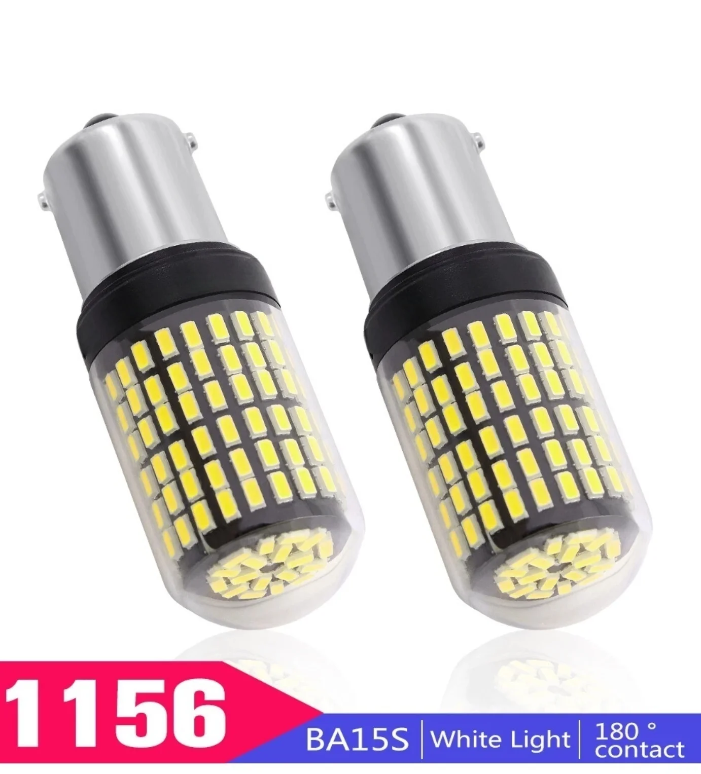 2025 update 1156 BA15S LED 144SMD Canbus White 20W Car Brake Reverse Lamp Tail Light Bulb