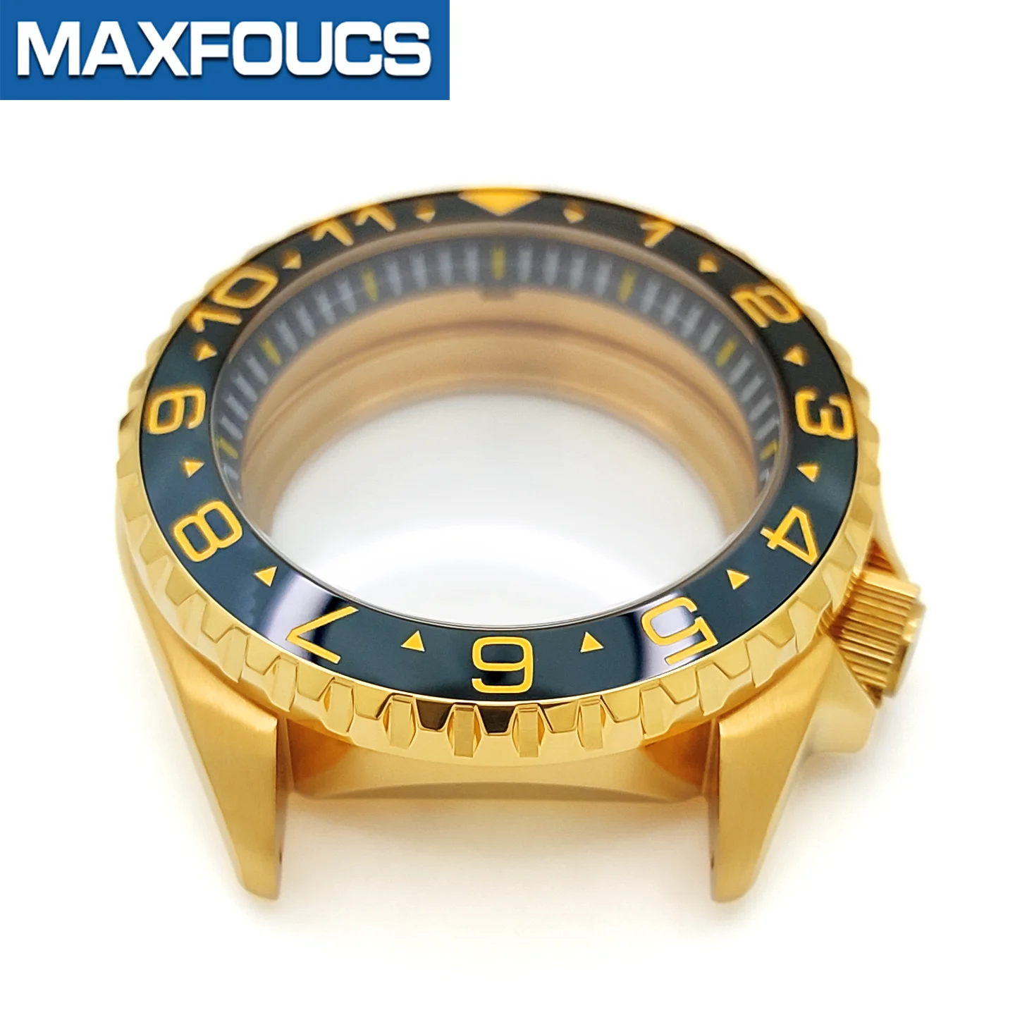 SKX Classic Shiny Gold Uhrengehäuse 4-Uhr-Krone Edelstahl-Finish MOD NH35 NH36 4R36 Saphirglas Kundenspezifisches Zubehör – Detail 14