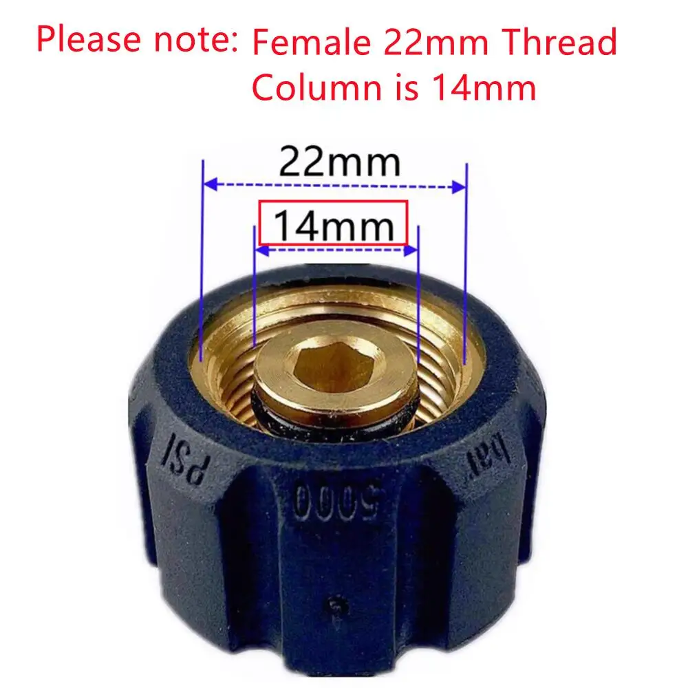 High Pressure Washer Swivel Connector M22 14mm To Quick Connect 1/4