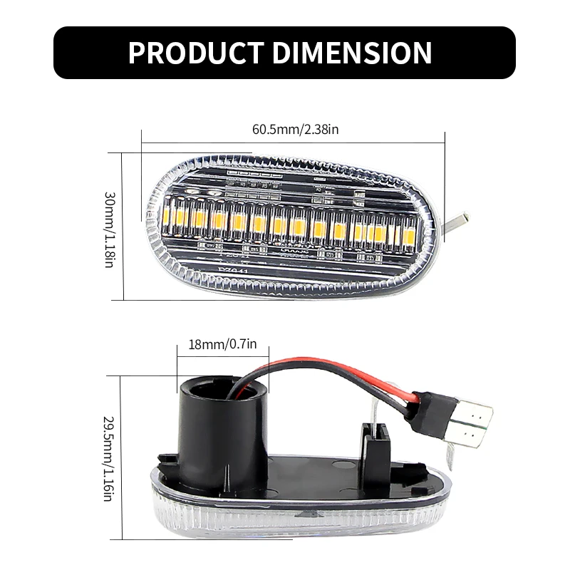 2PCS Canbus For Alfa Romeo Mito 955 147 GT 937 Fiat Bravo2 Dynamic LED Side Marker Light Arrow Turn Signal Flashing Blinker Lamp