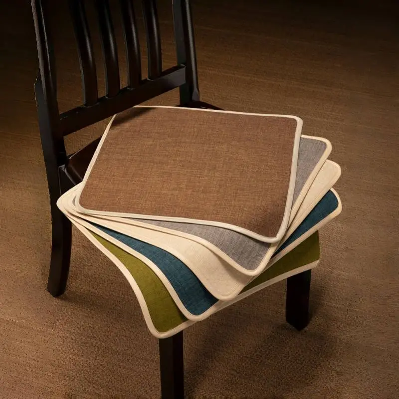 

Simple Style Linen Seat Cushion All Season Chair Cushion Mats Solid Color Versatile Universal Seat Anti Slip Portable Square