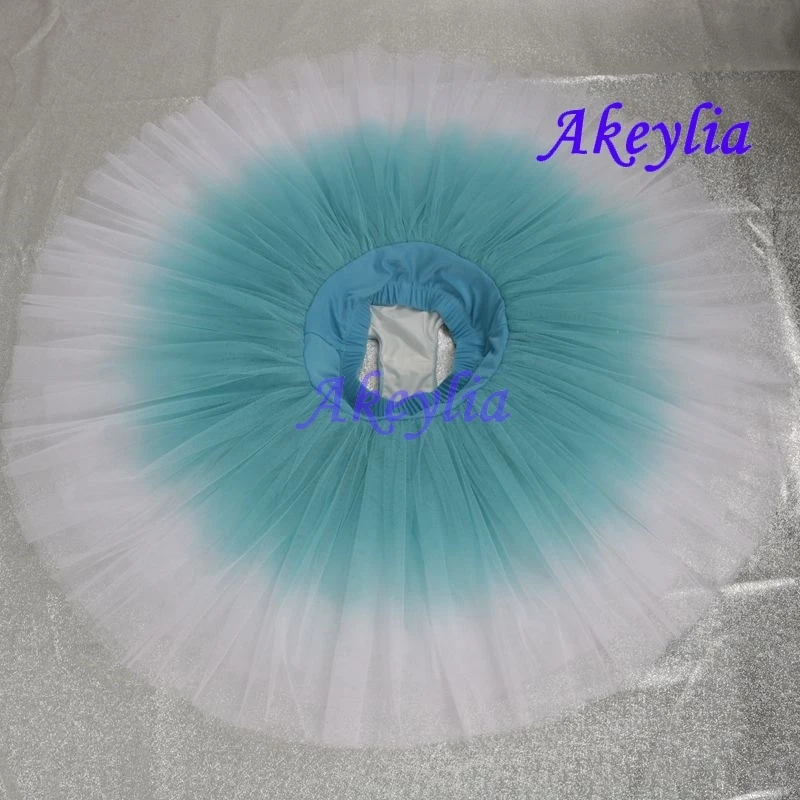 

7 layers Blue Gradient white Ballet Tutu girl yellow Pancake Practice Rehearsal Platter Firm Tulle Ballet dress pink 8926