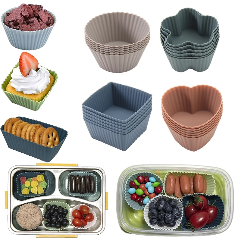 12 Pcs Silicone Lunch Box Dividers Bento Lunch Box Dividers Lunch Dividers Dish Cups Salad Dressing For Kids Lunch Accessories