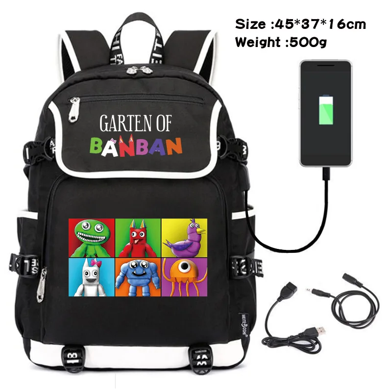 Banban-mochila de jardín con estampado de dibujos animados para niños, bolso escolar versátil a la moda, bolsa de viaje con carga USB