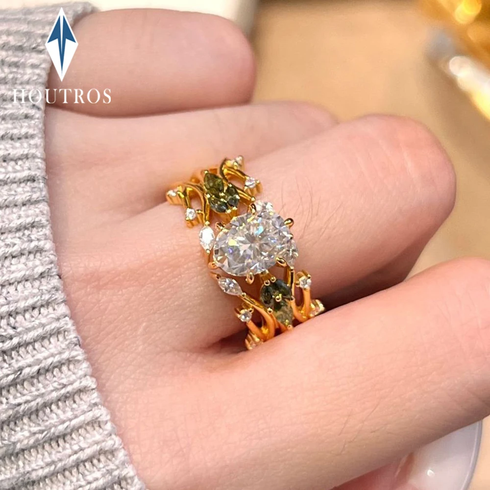 

Женское обручальное кольцо с муассанитом овальной огранки 6x8 мм, серебро S925, позолоченное 18 карат, уникальное кольцо, ювелирные изделия для вечеринки, подарок на годовщину