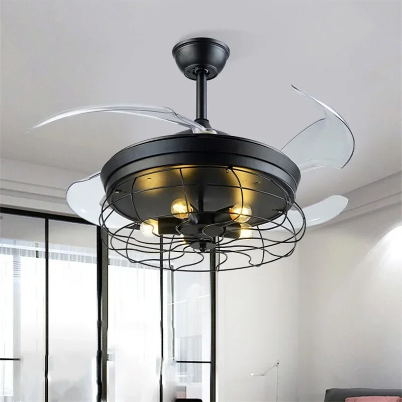 COLIN-Plafonnier LED Contemporain avec Ventilateur, Lame de Ventilateur Invisible, Noir, Maison, Salle à Manger, Chambre, Restaurant, 220V, 110V