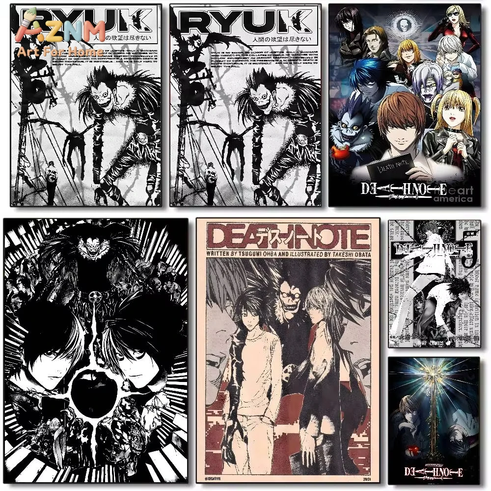Póster clásico vintage de Anime Death Note, lienzo HD, papel de impresión estético avanzado, arte de pared para decoración del hogar y sala de estar, 1 ud.