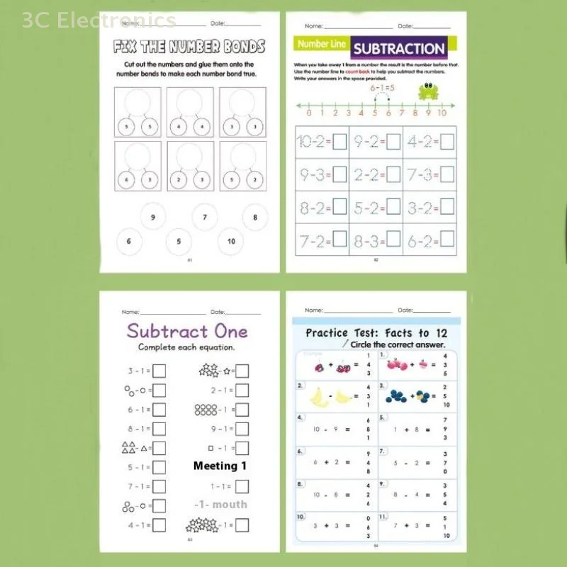 

1 комплект, забавная 64-сторонняя книга вопросов по арифметике, добавка 10 изображений, колонна, разложение, расчет и упражнения на вычитание в пределах
