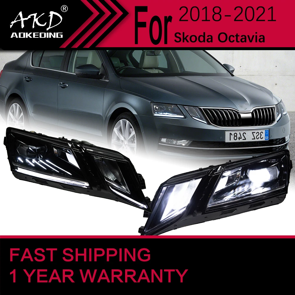 Światła samochodowe do Skoda Octavia Reflektor LED 2018-2021 Octavia Reflektor Drl Soczewka projektora Akcesoria samochodowe