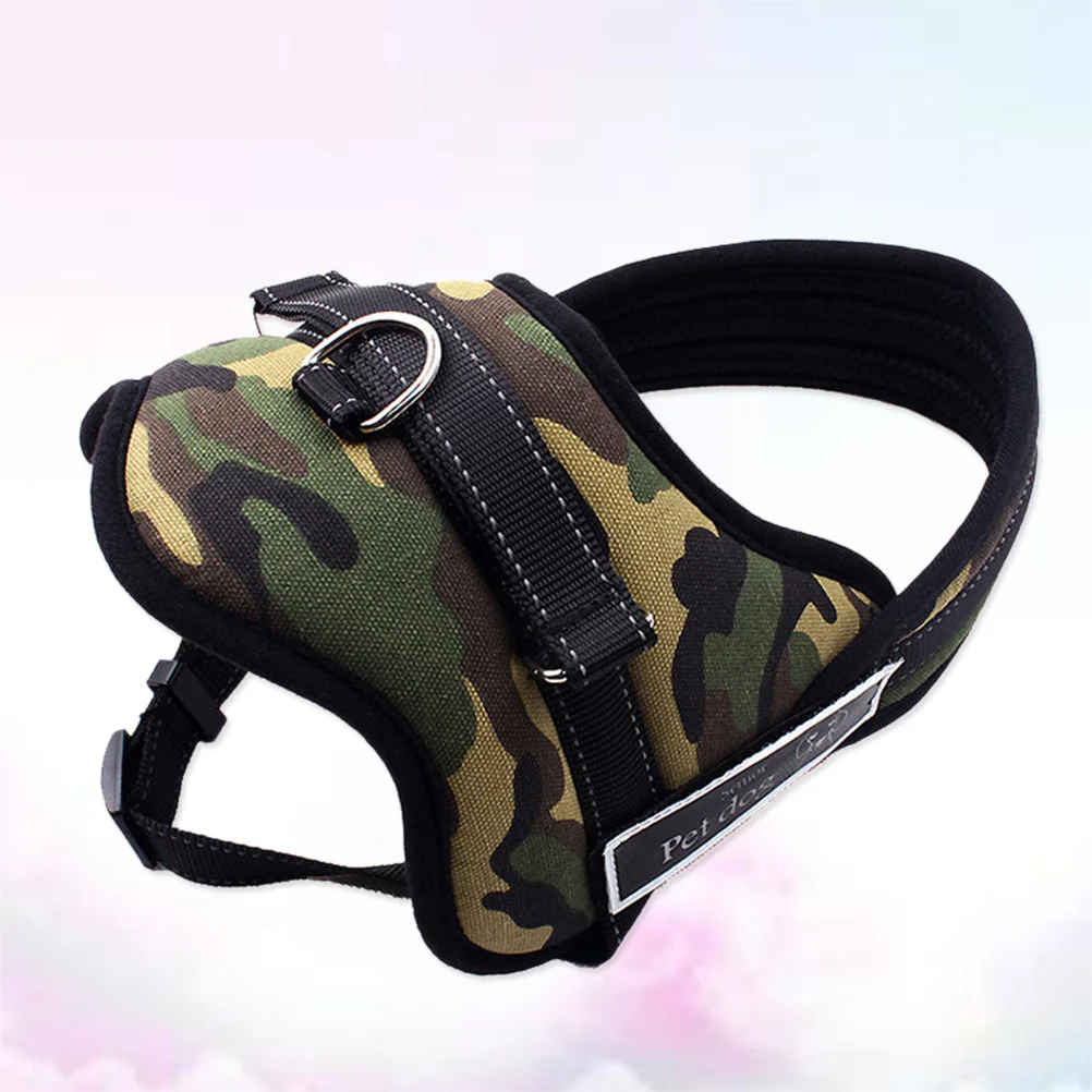 

Camouflage Green M Dog Harness Vest Breathable Mesh Tape Comfortable Lining Two Leash Attachment Points Easy Control Pet