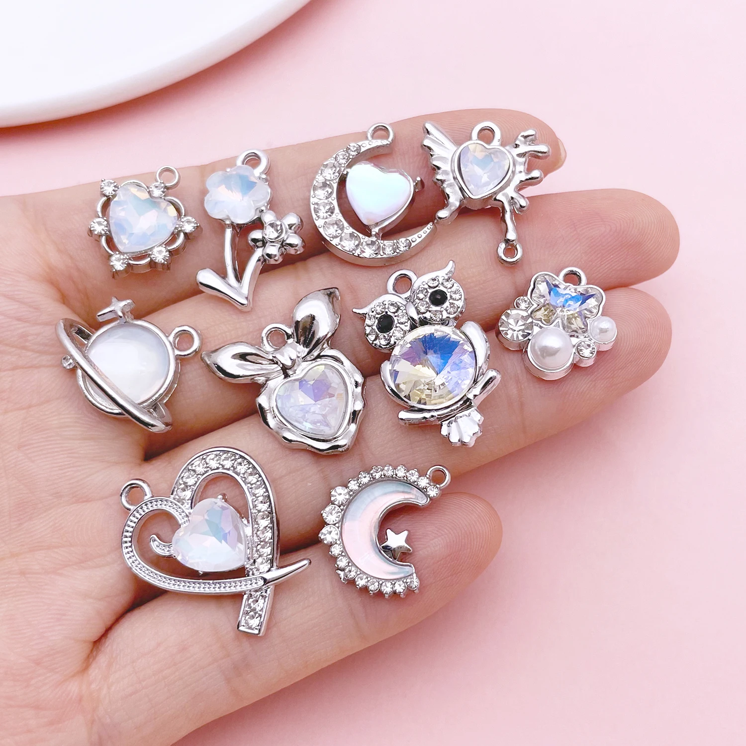 2pcs/20pcs Alloy Diamond White Dream Series Pendant Jewelry Making DIY Earrings Charms for Jewelry Bracelets Necklace