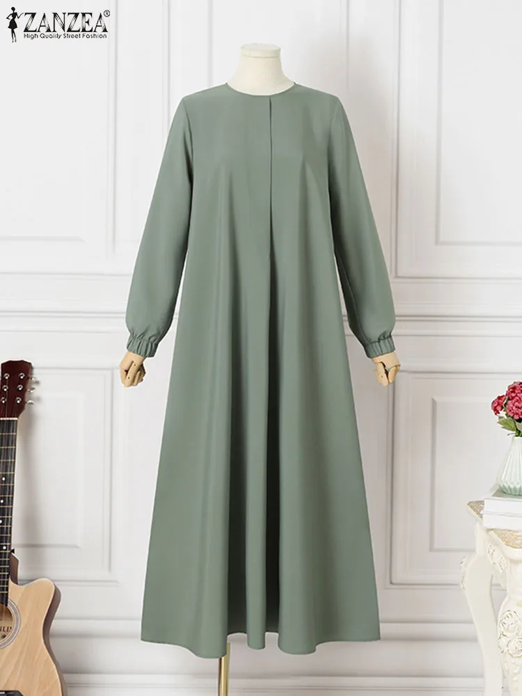 ZANZEA Fashion Dubai Turkey Abaya Hijab Muslim Dress Vintage Autumn Women Islamic Clothing Caftan Marocain Sundress Jilbab Dress