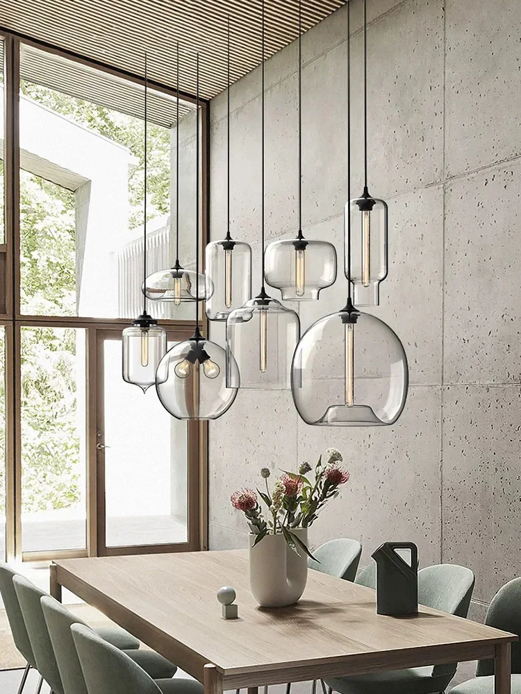 Modern American Vintage Glass Chandelier 2025 Transparent Round Pendant Lamp Customizable Ceiling Luster for Lounge