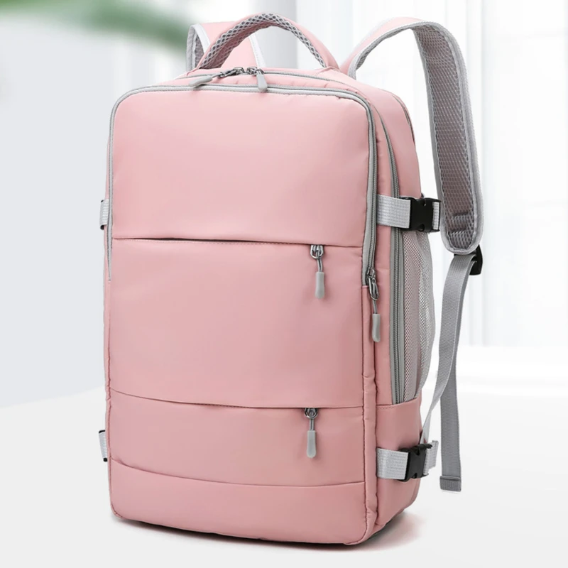 

Pink Women Travel Backpack Water Repellent Anti-Theft Stylish Casual Daypack Bag With Luggage Strap USB Charging Port Backpack