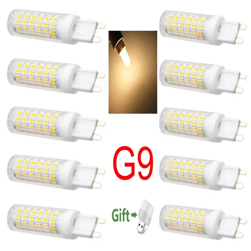 10Pcs Brightest G9 LED Lamp SMD 2835 Light Bulb Warm/White Light Spotlight replace Halogen light Ceramic Lamp For Home Chandelie