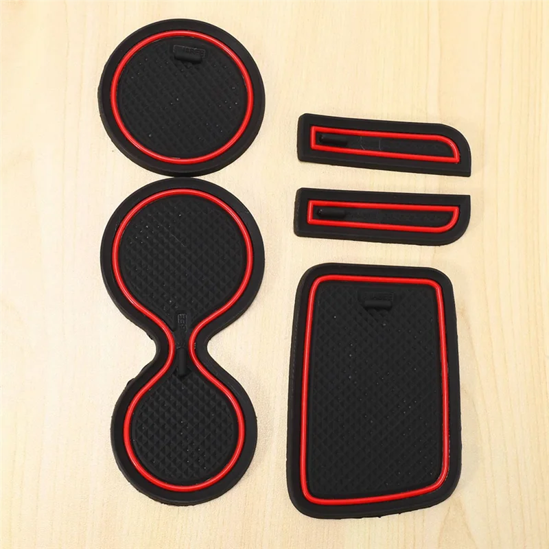 A21F-10Pcs Car Styling Red Door Groove Mat Replacement Accessories For Renault Clio 4 Interior Decoration Anti-Slip Gate Slot Cu