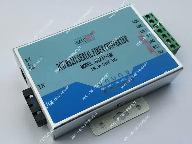 1 bidirectional RS232 to fiber optic converter transceiver with single-mode (multi-mode) dual fiber SC square